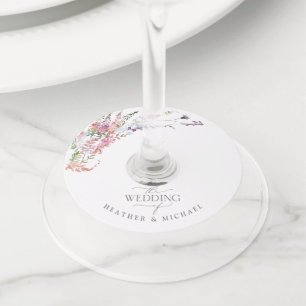 Etiqueta Para Taça De Vinho Trendy Elegant Wildflower Wedding
