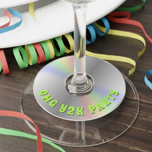Etiqueta Para Taça De Vinho Unidade de CD Y2K de retrô engraçado