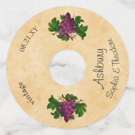 Etiqueta Para Taça De Vinho Uvas Elegante De Casamento De Purpe De Vintagem | 