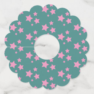 Etiqueta Para Taça De Vinho Verde Cor-de-rosa - Teto Azul Estrelas design mode