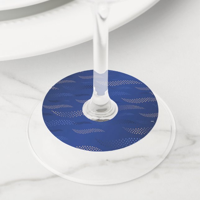 Etiqueta Para Taça De Vinho Waves Tiger (padrão estilizado) 2 (Close Up)