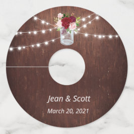 Etiqueta Para Taça De Vinho Wood Burgundy Floral Mason Jar Marker