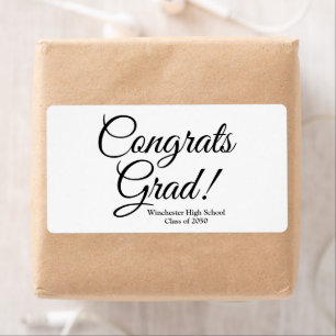 Etiqueta Parabéns formando escola personalizada negra branc