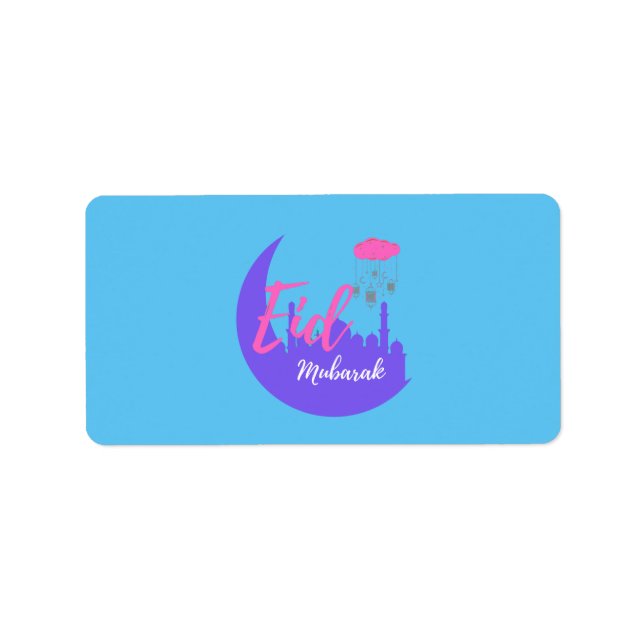 Etiqueta Parabéns no Balão Eid Mubarak (Frente)