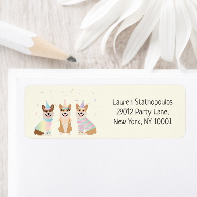 Etiqueta Parabéns Pembroke Welsh Corgi Dogs (Insitu)