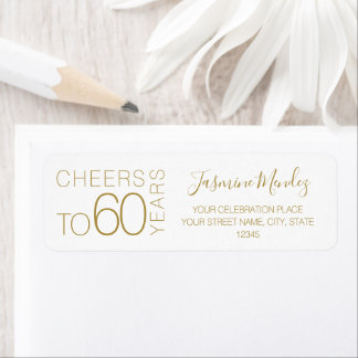 Etiqueta Parabéns por 60 Anos White Gold Chic 60º Aniversár