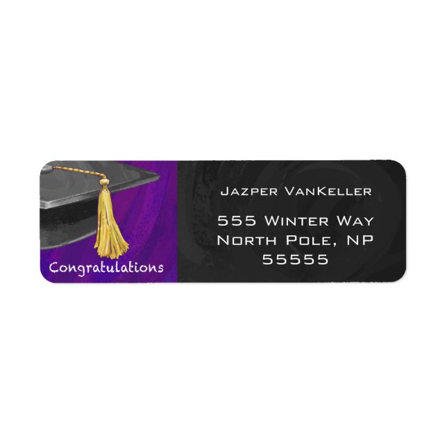 Etiqueta Parabéns, preto e roxo (Frente)