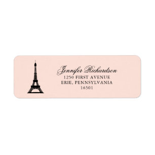 Etiqueta Paris Elegance Blush Pink com Torre Eiffel