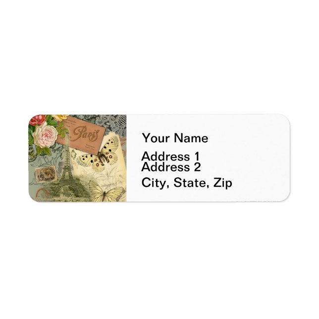 Etiqueta Paris França Antiga Colagem de Trabalho de arte Ei (Frente)