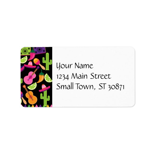 Etiqueta Partido Fiesta Sombrero Cactus Limões Peppers Mara (Frente)