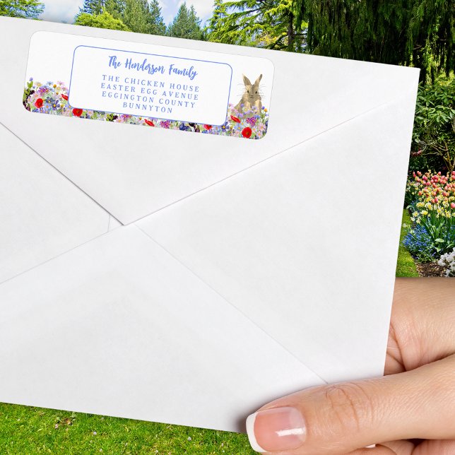 Etiqueta Páscoa Brunch e Ovo Hunt Floral (Easter brunch egg hunt floral bunny return address label sticker)