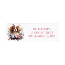 Etiqueta Páscoa Cavalier King Charles Eggs and Flowers -