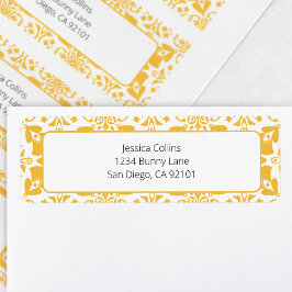 Etiqueta Páscoa Moderna Chic Amarelo Elegante Brunch