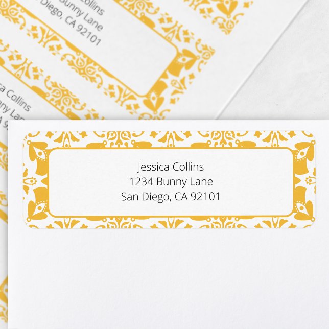 Etiqueta Páscoa Moderna Chic Amarelo Elegante Brunch (Elegant Floral Yellow Chic Modern Easter Brunch Label)