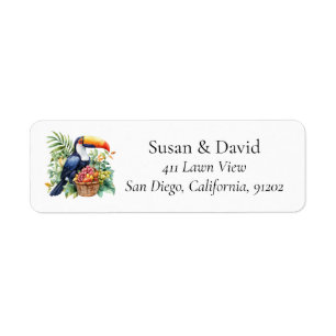 Etiqueta Pássaro Exótico Tropical Toucan