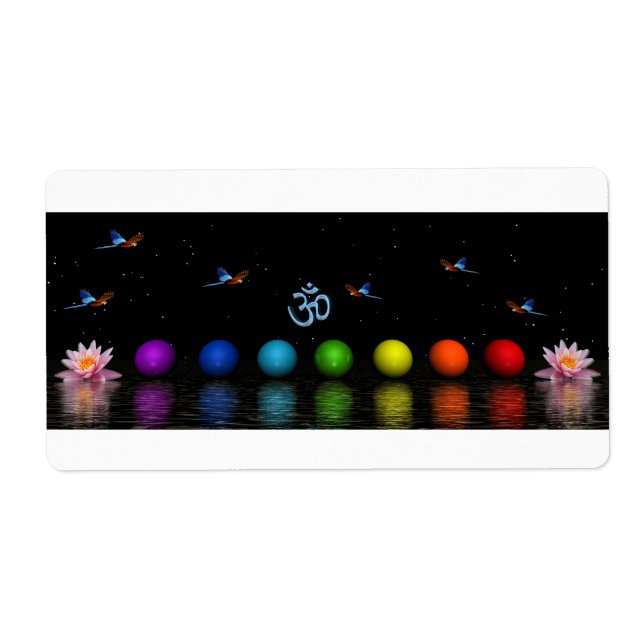 Etiqueta pássaros chakras e aum (Frente)