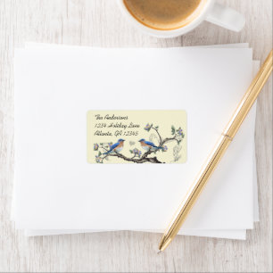 Etiqueta Pássaros de Amor Vintage Bluebird Floresta Encanta