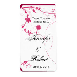 Etiqueta Pássaros do Amor no Rótulo de Vinho Rosa e Branco