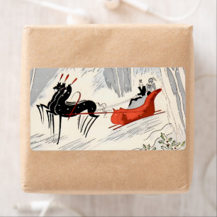 Etiqueta Passeio de Trenó de Natal no Estilo Deco Antigo