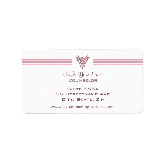 Etiqueta Pastas de luxo e fênix rosa para conselheiros pess (Frente)