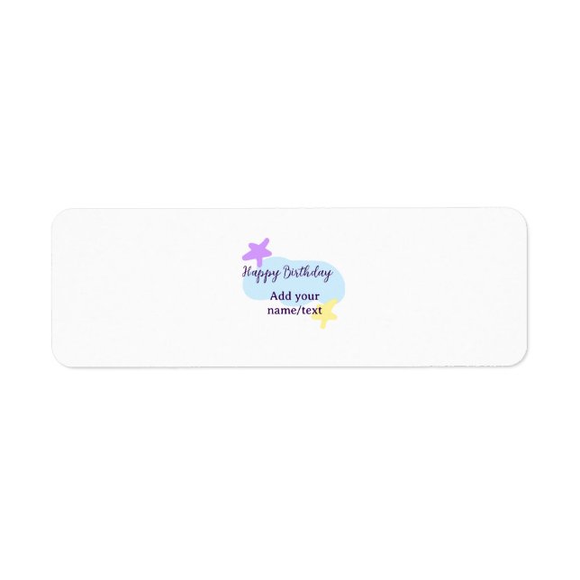 Etiqueta Pastel blue clouds stars purple happy birthday nam (Frente)