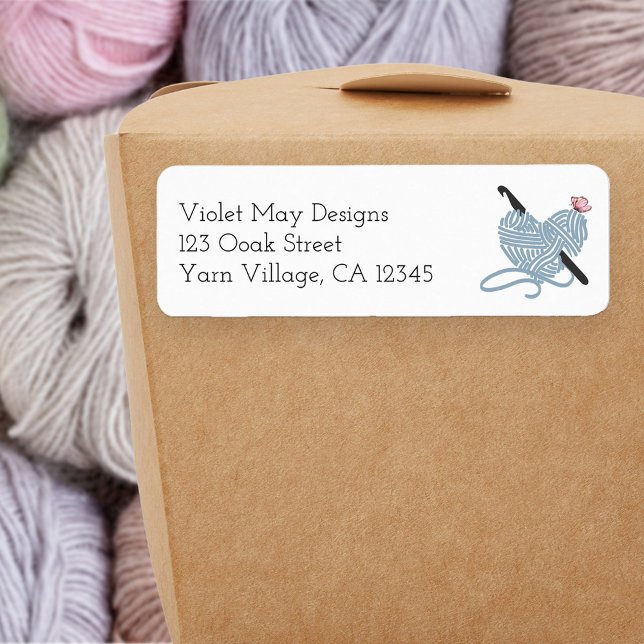 Etiqueta Pastel Crochet Hook Butterfly Yarn Endereço de ret (Return address labels for crochet lover, LYS or online yarn retailer)