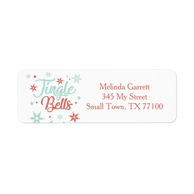 Etiqueta Pastel Jingle Bells Endereço Personalizado de Nata (Frente)