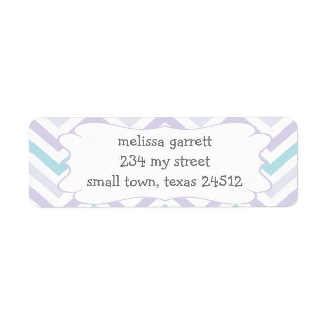 Etiqueta Pastel Lavender and Aqua Zig Zag Baby (Frente)