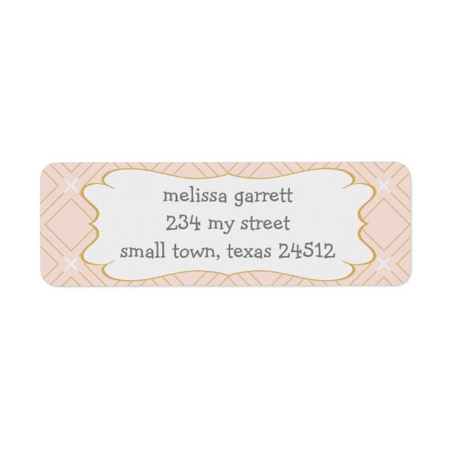 Etiqueta Pastel Peach e Geométrico Dourado (Frente)