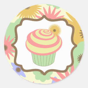 Etiqueta Pastel retro do aniversário do cupcake