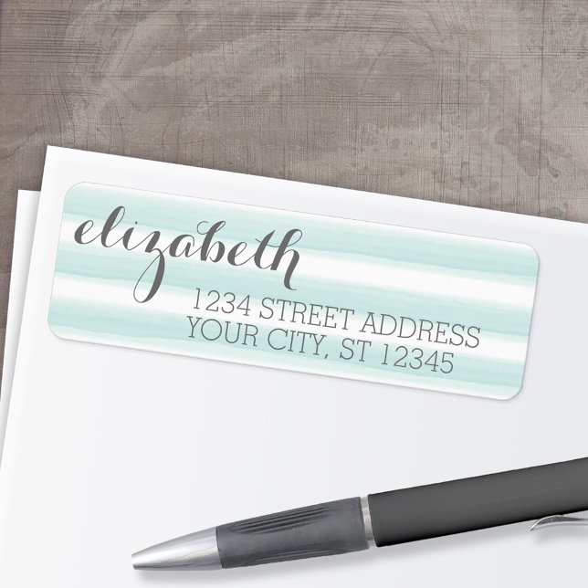 Etiqueta Pastel Teal and Cinza Stationery Suite para Mulher (Custom Return Address Labels - Low Minimum)