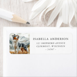 Etiqueta Pastor australiano de Merle Azul de Aquarela