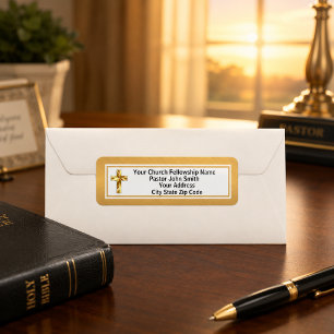 Etiqueta Pastor da Igreja Ouro Liso e Preto Negócios
