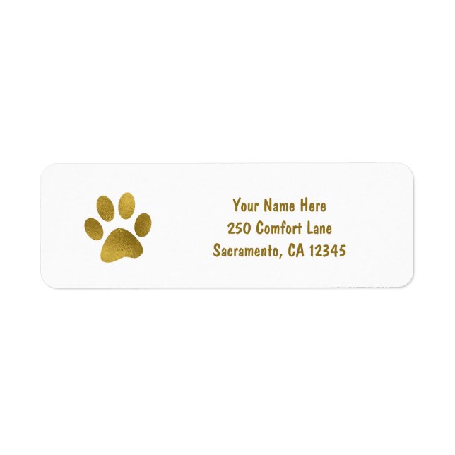 Etiqueta Pata de Cachorrinho Dourada Falso Ouro (Frente)