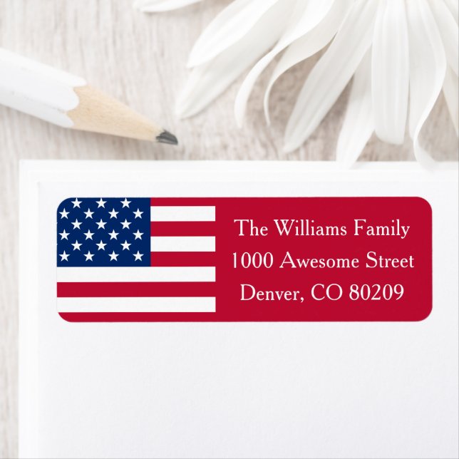 Etiqueta Patrimônio Vermelho Branco Azul EUA Bandeira Ameri (Insitu)