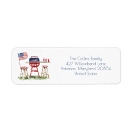 Etiqueta Patriotic Barbecue Flag 4 de julho Return Address