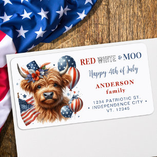 Etiqueta Patriotic Cow Return Endereço 4 De Julho