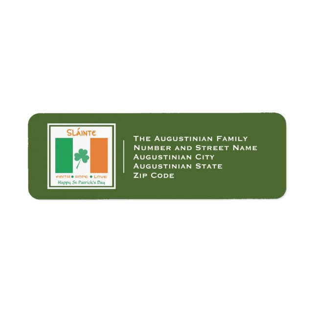 Etiqueta Patriótico | Faith Hope Love | DIA DE SÃO PATRÍCIO (Frente)