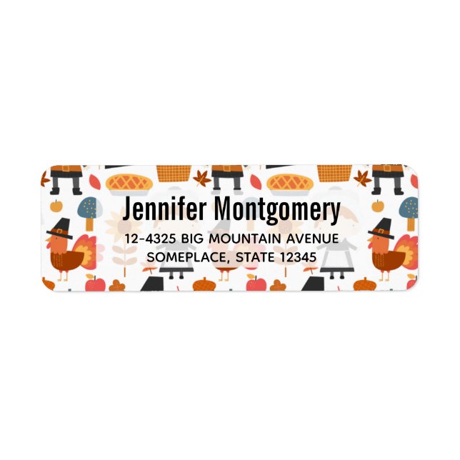 Etiqueta Patterno de Colheita de Peregrinos de Ação de Graç (Frente)