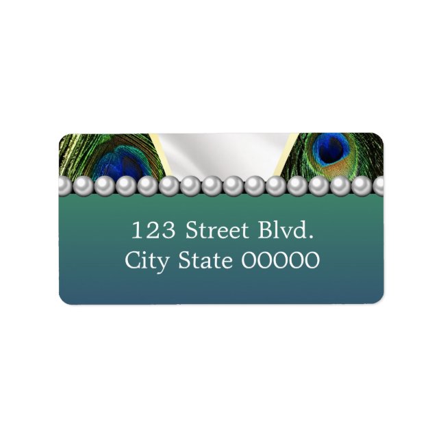 Etiqueta Pavão com Dourada Prata Drapery (Frente)