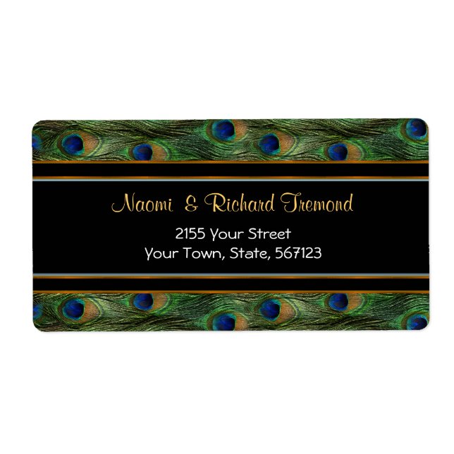 Etiqueta Pavão e Endereço Preto (Frente)