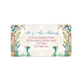 Etiqueta Pavão floral verde-chá personalizado