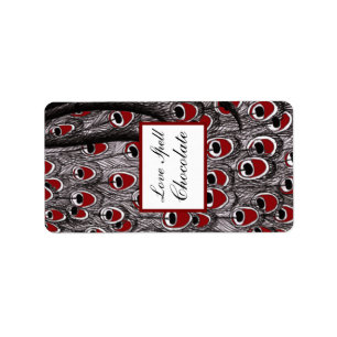 Etiqueta Pavão vermelho branco de 1,25" x 2,75" de Hershey