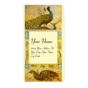 Etiqueta PAVÕES DE AMOR NO CASAMENTO ,amarelo marrom creme