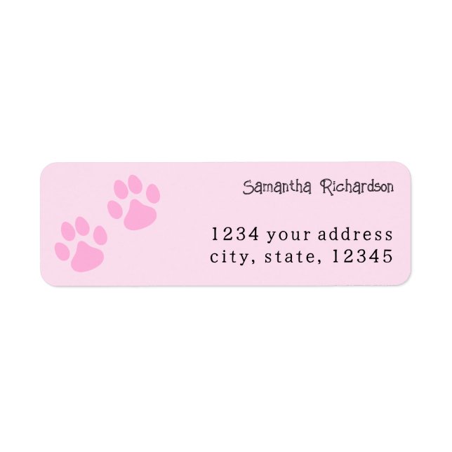 Etiqueta Pawprint Animal da Rosa claro branca (Frente)