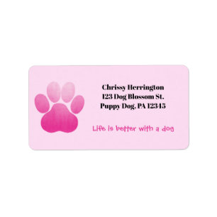 Etiqueta Pawprint Puppy / Rosa Em Rosa / A Vida É Melhor