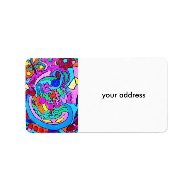 Etiqueta paz e amor hippie (Frente)