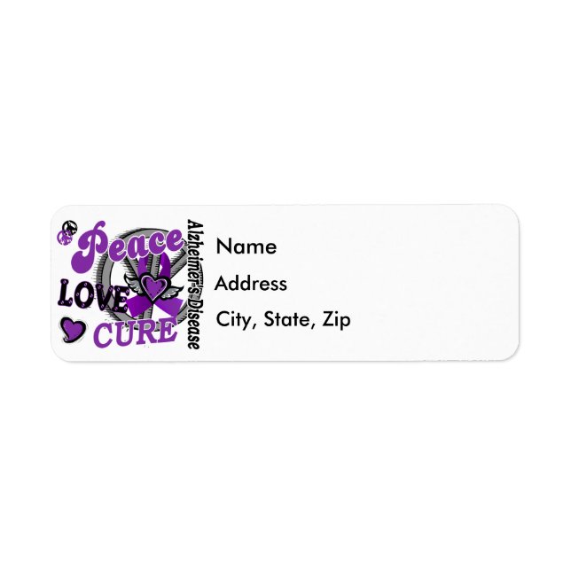 Etiqueta Peace Love Cure 2 Alzheimer (Frente)