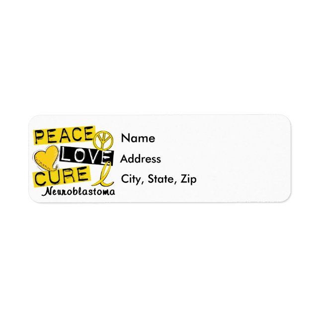 Etiqueta Peace Love Cure Neuroblastoma (Frente)