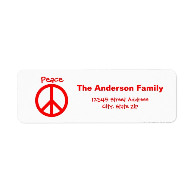 Etiqueta Peace, Love, Joy Peace Sign - Address Label (Frente)